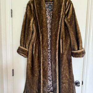 Dennis Basso Rich Brown Faux Fur Coat